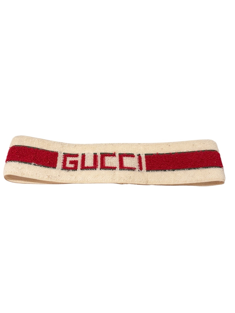 Gucci Web Logo Headband Terry Cloth Stretch Red Stripe